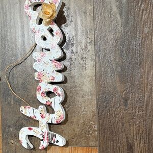 Floral White Home Sign with heart